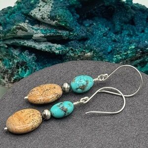 🩵REFINED Handcrafted Turquoise Picture Jasper Sterling Earrings🩵